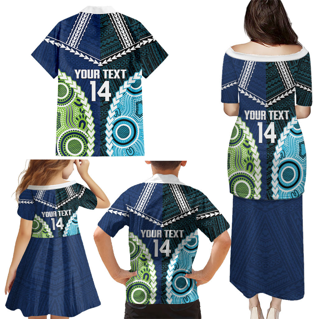 Custom Rugby Sharks and Raiders Family Matching Puletasi and Hawaiian Shirt 2026 Together Aboriginal Polynesian Pattern