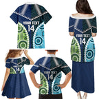 Custom Rugby Sharks and Raiders Family Matching Puletasi and Hawaiian Shirt 2026 Together Aboriginal Polynesian Pattern