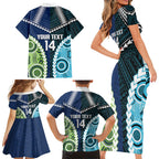 Custom Rugby Sharks and Raiders Family Matching Short Sleeve Bodycon Dress and Hawaiian Shirt 2026 Together Aboriginal Polynesian Pattern