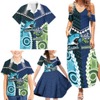 Custom Rugby Sharks and Raiders Family Matching Summer Maxi Dress and Hawaiian Shirt 2026 Together Aboriginal Polynesian Pattern
