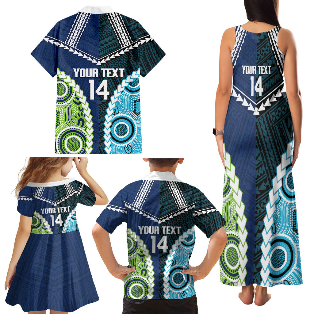 Custom Rugby Sharks and Raiders Family Matching Tank Maxi Dress and Hawaiian Shirt 2026 Together Aboriginal Polynesian Pattern