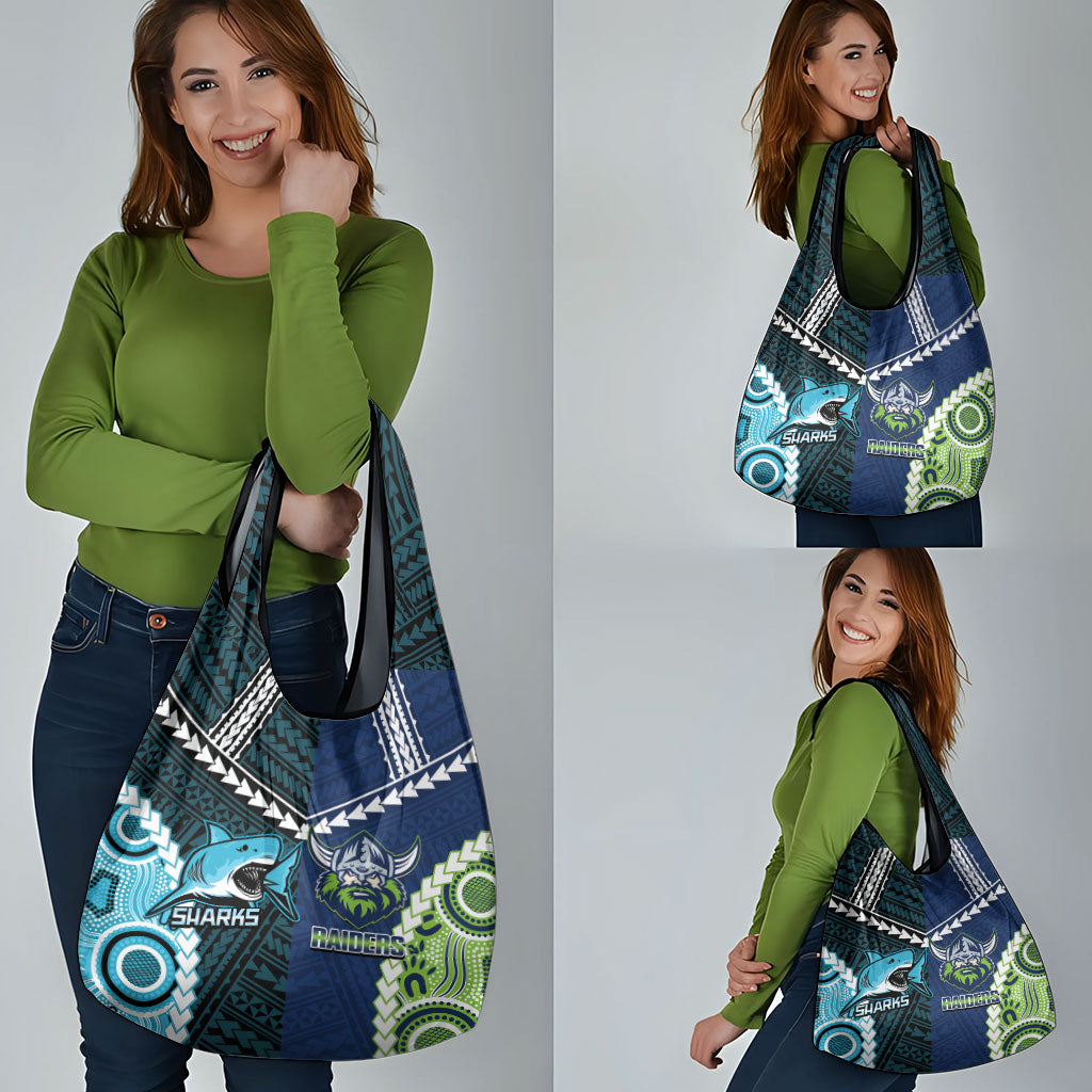 Rugby Sharks and Raiders Grocery Bag 2026 Together Aboriginal Polynesian Pattern