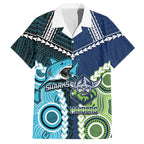 Custom Rugby Sharks and Raiders Hawaiian Shirt 2026 Together Aboriginal Polynesian Pattern