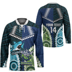 Custom Rugby Sharks and Raiders Hockey Jersey 2026 Together Aboriginal Polynesian Pattern