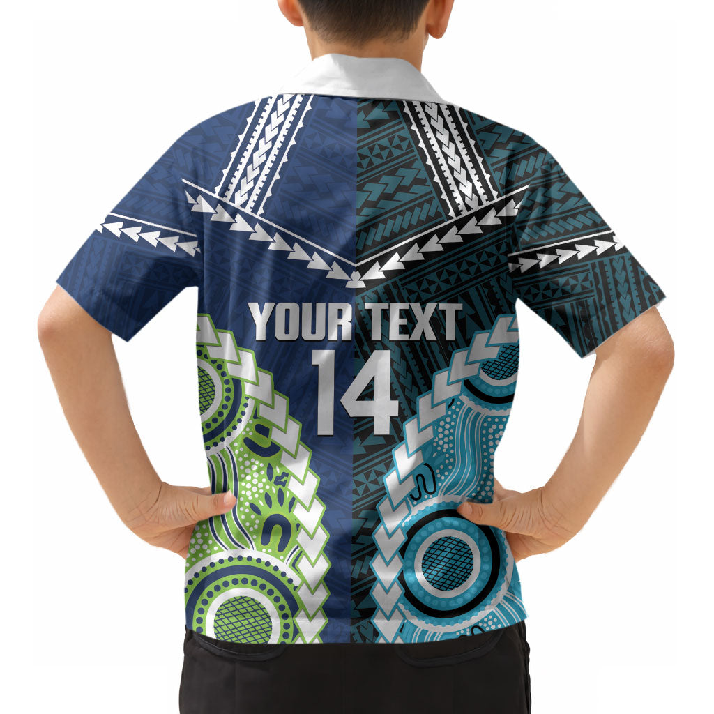 Custom Rugby Sharks and Raiders Kid Hawaiian Shirt 2026 Together Aboriginal Polynesian Pattern LT14