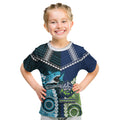 Custom Rugby Sharks and Raiders Kid T Shirt 2026 Together Aboriginal Polynesian Pattern