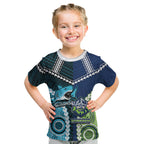 Custom Rugby Sharks and Raiders Kid T Shirt 2026 Together Aboriginal Polynesian Pattern