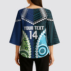 Custom Rugby Sharks and Raiders Kimono Sleeve Blouse 2026 Together Aboriginal Polynesian Pattern