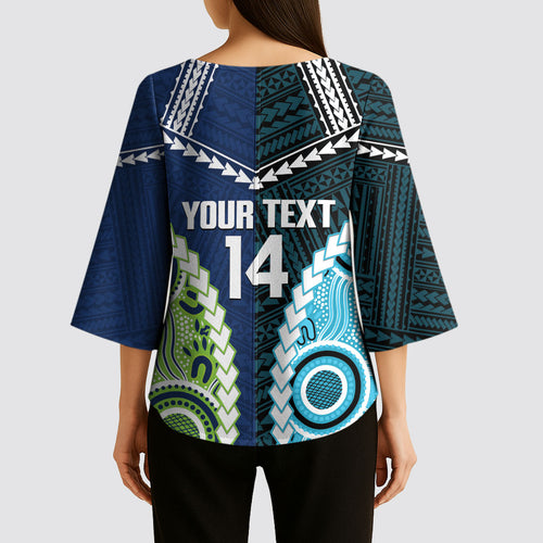 Custom Rugby Sharks and Raiders Kimono Sleeve Blouse 2026 Together Aboriginal Polynesian Pattern