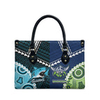 Rugby Sharks and Raiders Leather Bag 2026 Together Aboriginal Polynesian Pattern