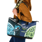 Rugby Sharks and Raiders Leather Tote Bag 2026 Together Aboriginal Polynesian Pattern