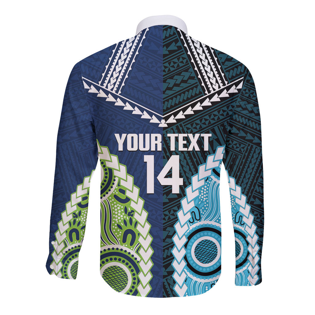 Custom Rugby Sharks and Raiders Long Sleeve Button Shirt 2026 Together Aboriginal Polynesian Pattern