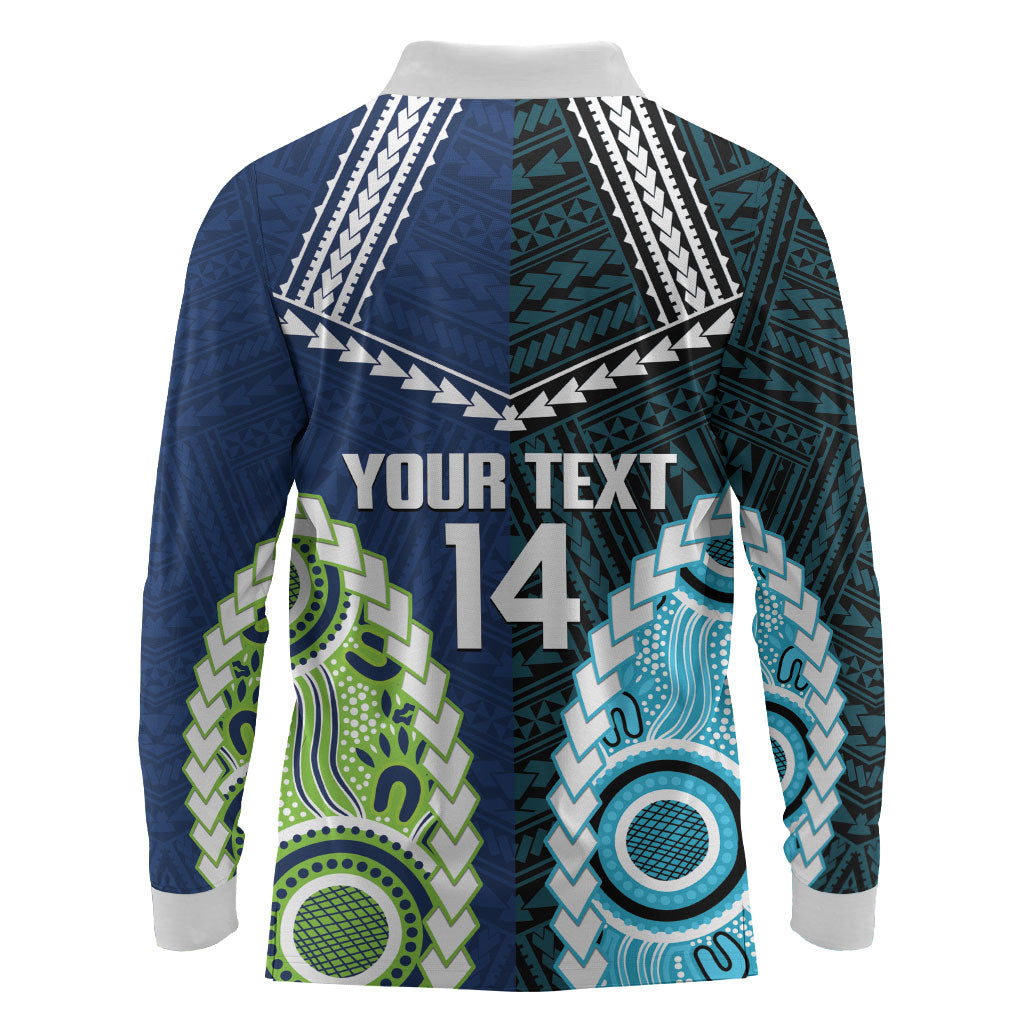 Custom Rugby Sharks and Raiders Long Sleeve Polo Shirt 2026 Together Aboriginal Polynesian Pattern