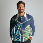 Custom Rugby Sharks and Raiders Long Sleeve Polo Shirt 2026 Together Aboriginal Polynesian Pattern
