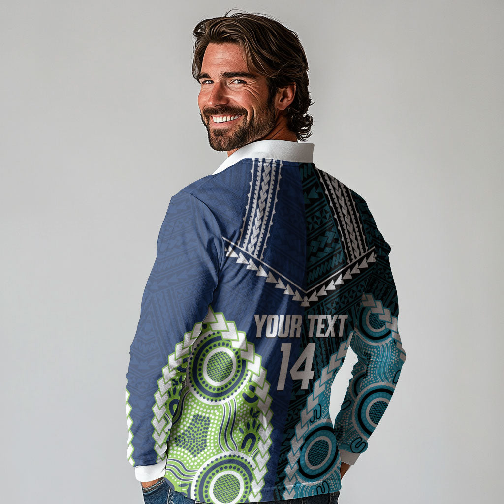 Custom Rugby Sharks and Raiders Long Sleeve Polo Shirt 2026 Together Aboriginal Polynesian Pattern