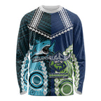Custom Rugby Sharks and Raiders Long Sleeve Shirt 2026 Together Aboriginal Polynesian Pattern