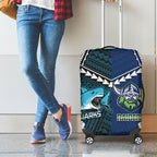 Rugby Sharks and Raiders Luggage Cover 2026 Together Aboriginal Polynesian Pattern