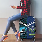 Rugby Sharks and Raiders Luggage Cover 2026 Together Aboriginal Polynesian Pattern