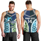 Custom Rugby Sharks and Raiders Men Tank Top 2026 Together Aboriginal Polynesian Pattern