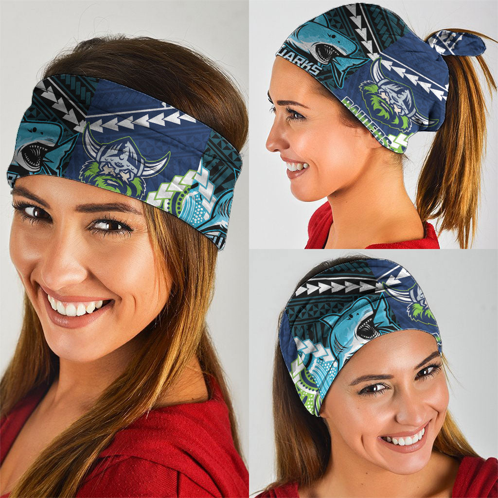 Rugby Sharks and Raiders Neck Gaiter 2026 Together Aboriginal Polynesian Pattern