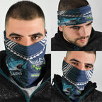 Rugby Sharks and Raiders Neck Gaiter 2026 Together Aboriginal Polynesian Pattern