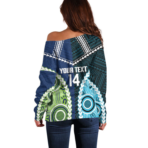 Custom Rugby Sharks and Raiders Off Shoulder Sweater 2026 Together Aboriginal Polynesian Pattern