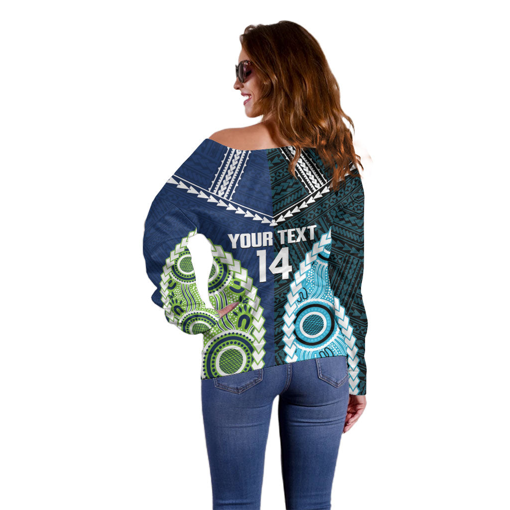 Custom Rugby Sharks and Raiders Off Shoulder Sweater 2026 Together Aboriginal Polynesian Pattern