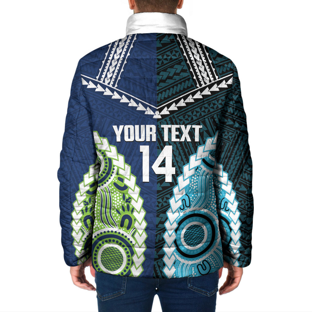 Custom Rugby Sharks and Raiders Padded Jacket 2026 Together Aboriginal Polynesian Pattern