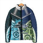 Custom Rugby Sharks and Raiders Padded Jacket 2026 Together Aboriginal Polynesian Pattern