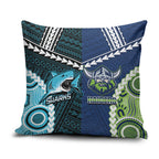 Rugby Sharks and Raiders Pillow Cover 2026 Together Aboriginal Polynesian Pattern