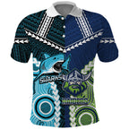Custom Rugby Sharks and Raiders Polo Shirt 2026 Together Aboriginal Polynesian Pattern