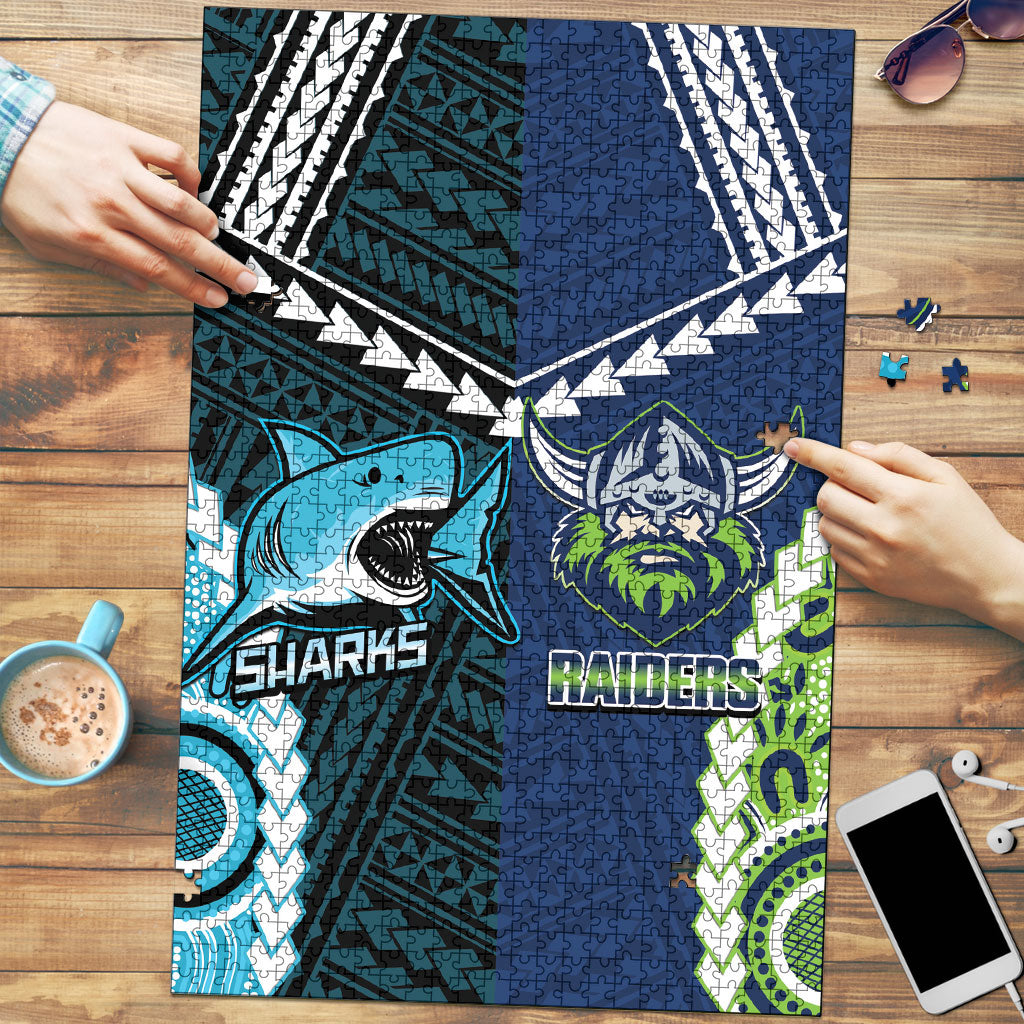 Rugby Sharks and Raiders Puzzle 2026 Together Aboriginal Polynesian Pattern