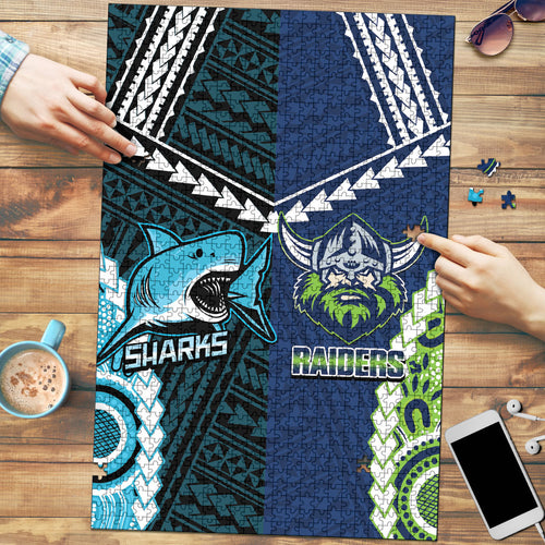 Rugby Sharks and Raiders Puzzle 2026 Together Aboriginal Polynesian Pattern