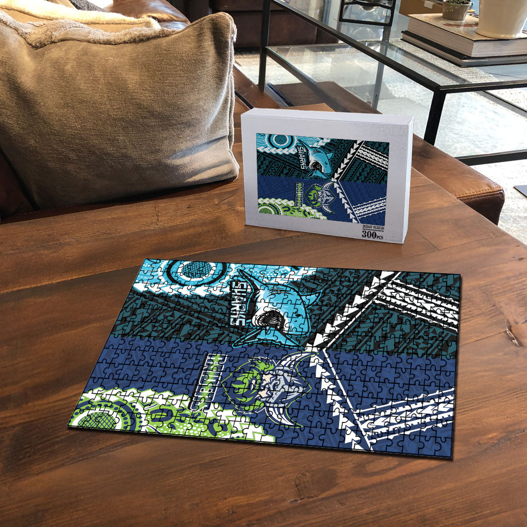Rugby Sharks and Raiders Puzzle 2026 Together Aboriginal Polynesian Pattern