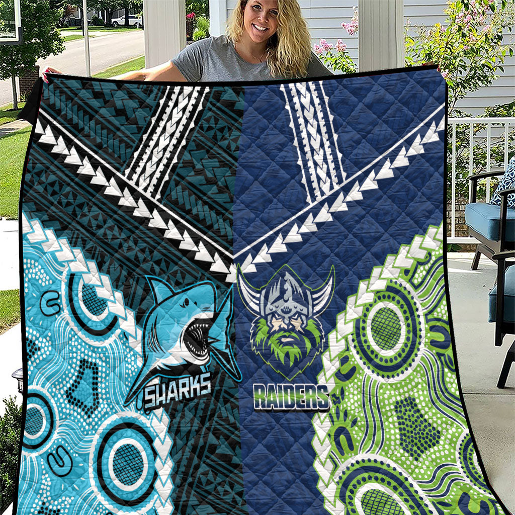 Rugby Sharks and Raiders Quilt 2026 Together Aboriginal Polynesian Pattern