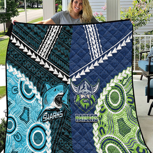 Rugby Sharks and Raiders Quilt 2026 Together Aboriginal Polynesian Pattern