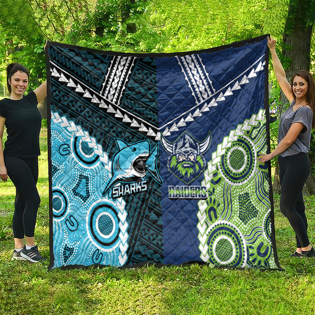 Rugby Sharks and Raiders Quilt 2026 Together Aboriginal Polynesian Pattern