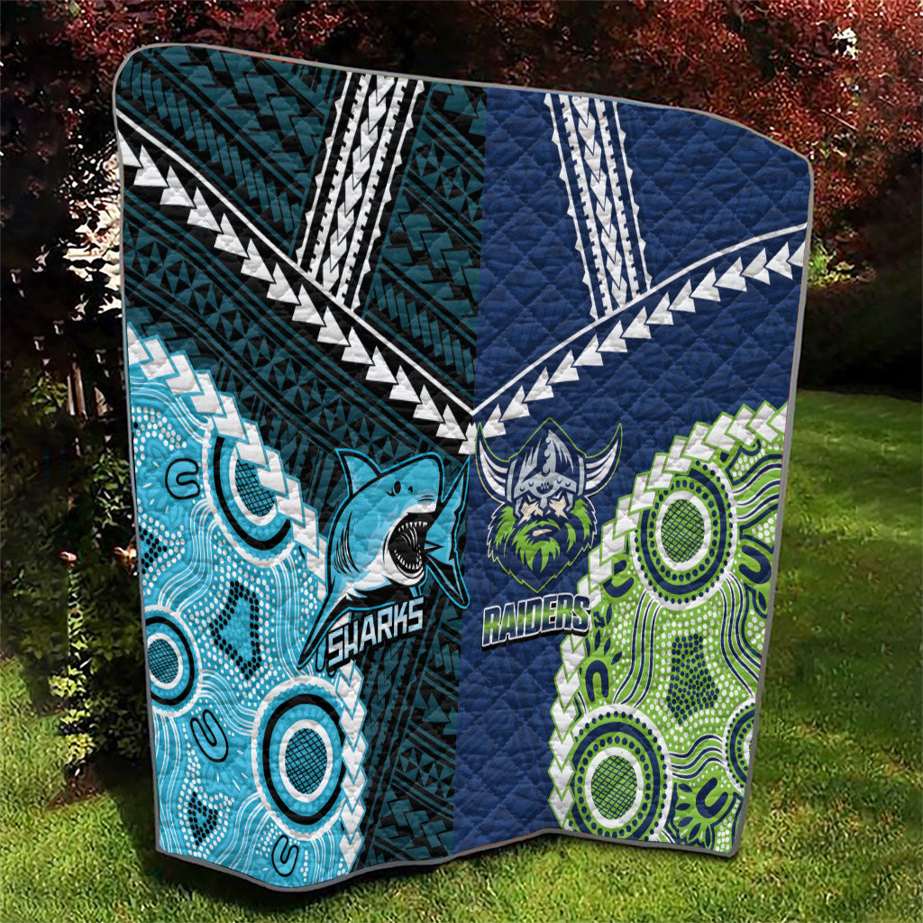 Rugby Sharks and Raiders Quilt 2026 Together Aboriginal Polynesian Pattern