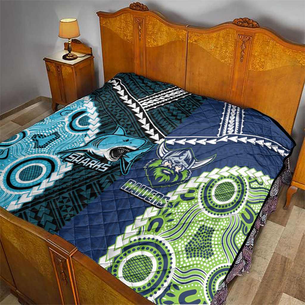 Rugby Sharks and Raiders Quilt 2026 Together Aboriginal Polynesian Pattern