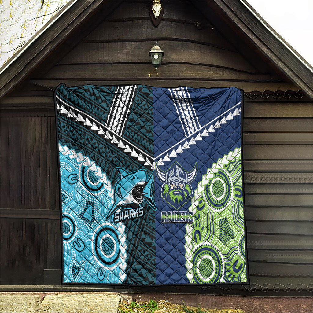 Rugby Sharks and Raiders Quilt 2026 Together Aboriginal Polynesian Pattern