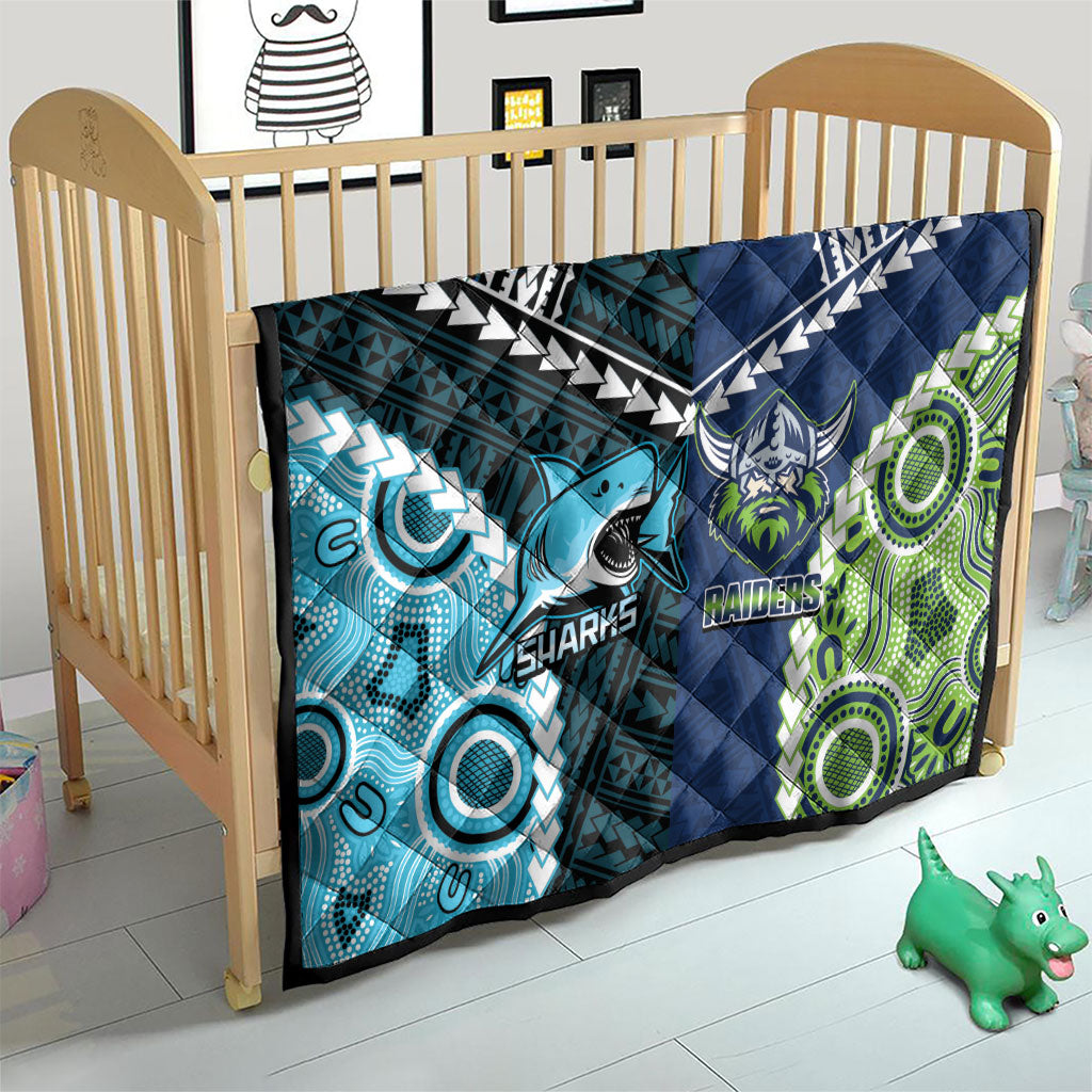 Rugby Sharks and Raiders Quilt 2026 Together Aboriginal Polynesian Pattern
