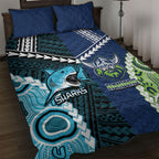 Rugby Sharks and Raiders Quilt Bed Set 2026 Together Aboriginal Polynesian Pattern