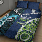 Rugby Sharks and Raiders Quilt Bed Set 2026 Together Aboriginal Polynesian Pattern