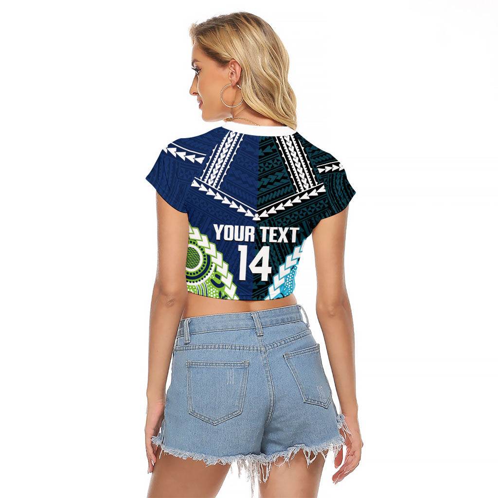 Custom Rugby Sharks and Raiders Raglan Cropped T Shirt 2026 Together Aboriginal Polynesian Pattern
