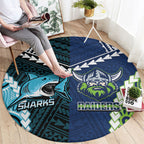 Rugby Sharks and Raiders Round Carpet 2026 Together Aboriginal Polynesian Pattern