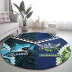 Rugby Sharks and Raiders Round Carpet 2026 Together Aboriginal Polynesian Pattern