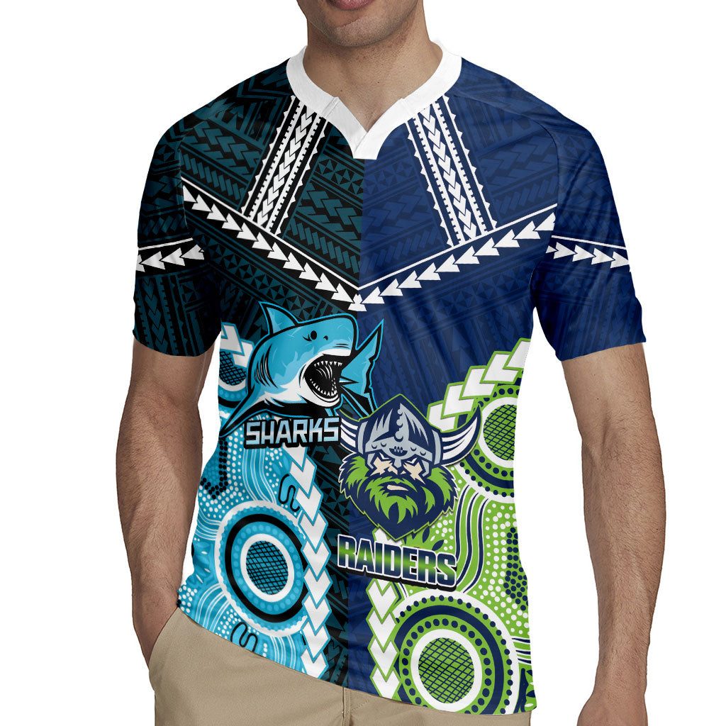 Custom Rugby Sharks and Raiders Rugby Jersey 2026 Together Aboriginal Polynesian Pattern