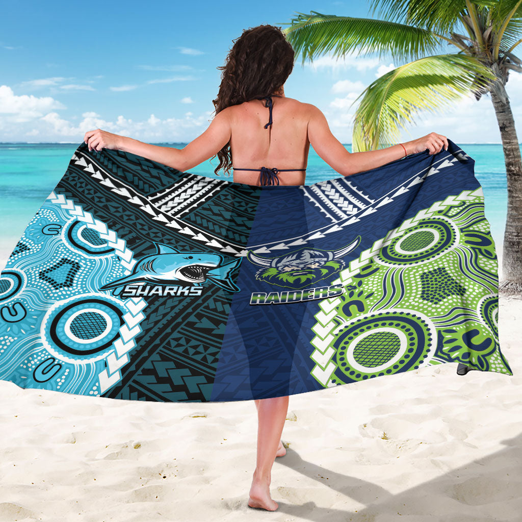 Rugby Sharks and Raiders Sarong 2026 Together Aboriginal Polynesian Pattern
