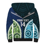 Custom Rugby Sharks and Raiders Sherpa Hoodie 2026 Together Aboriginal Polynesian Pattern