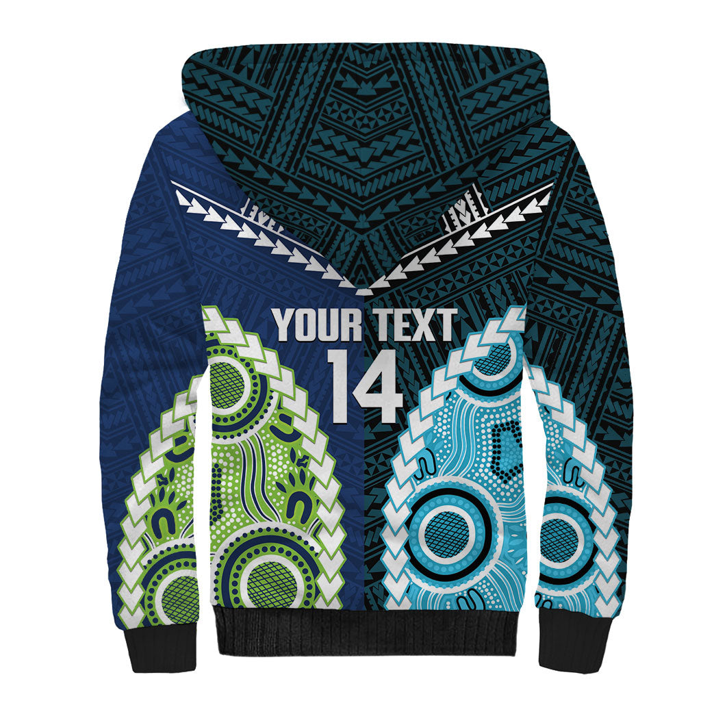 Custom Rugby Sharks and Raiders Sherpa Hoodie 2026 Together Aboriginal Polynesian Pattern